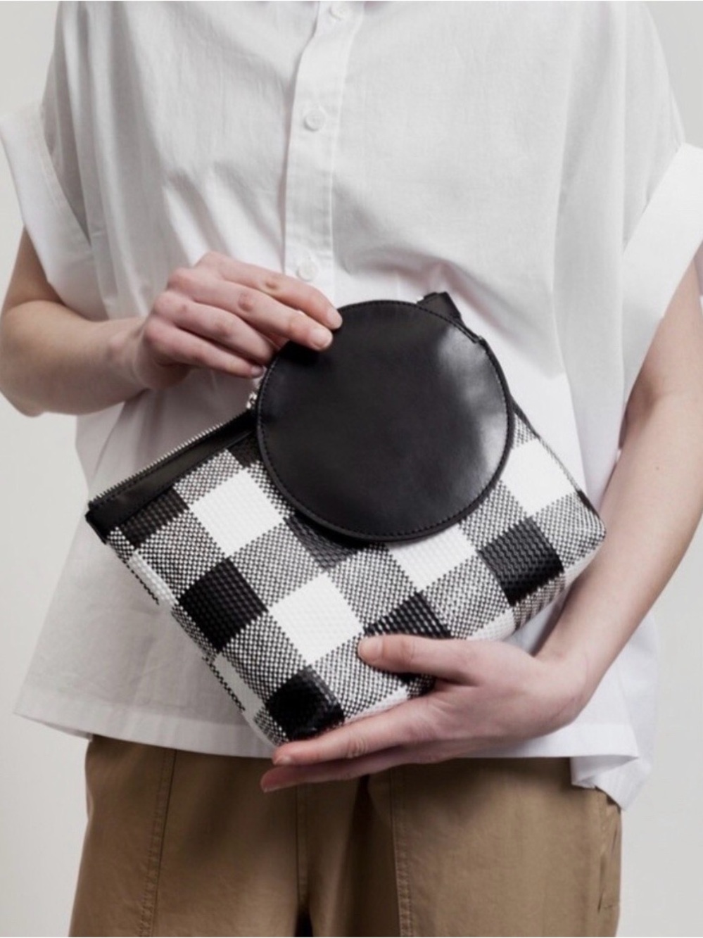 Kara Pyramid Wristlet Gingham Leather